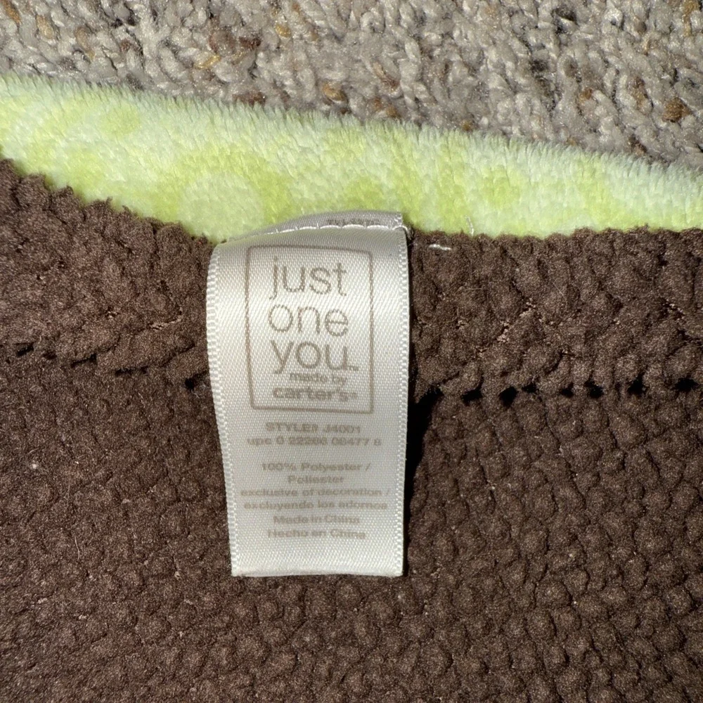 Carter's Just One You Green Brown Baby Blanket Frog Monkey Sherpa Target 30x 40